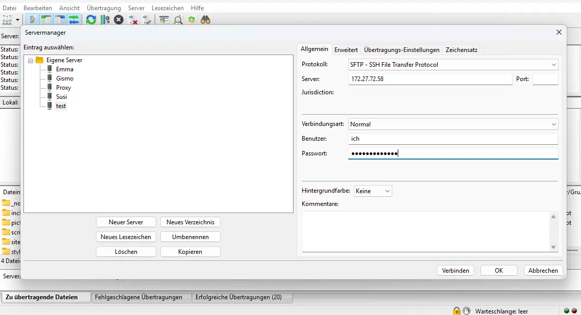 FileZilla konfigurieren