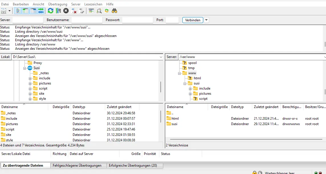 FileZilla starten