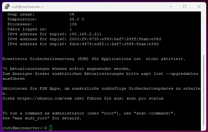 Putty Server Konsole