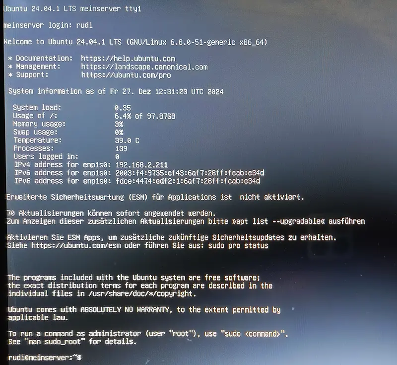 Ubuntu-Server Startseite